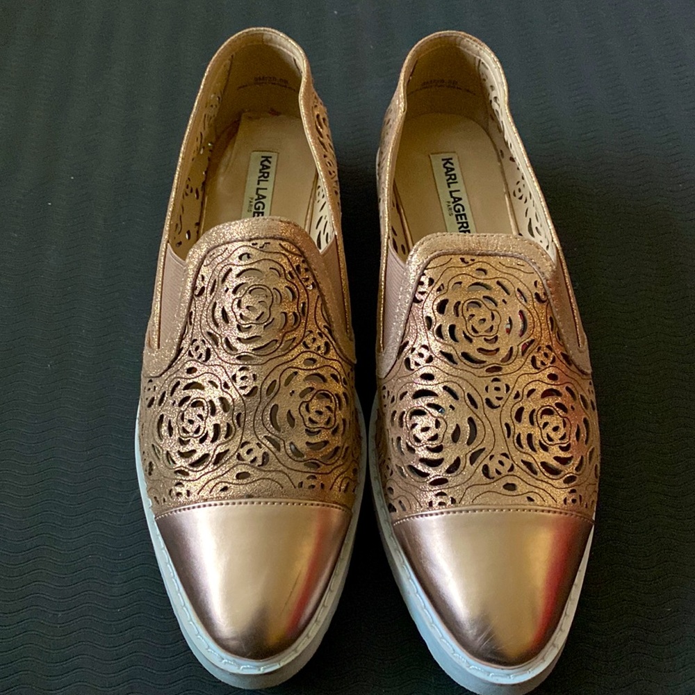Karl Lagerfeld Rose gold loafers